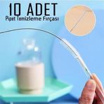 10 Adet Metal Krom Pipet Klavye Temizleme Fırçası Çubuğu Teli