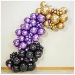 10 Adet Metalik Gold, 10 Adet Metalik Mor, 10 Adet Metalik Siyah Balon Çok Renkli