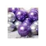 10 Adet Metalik Mor Gümüş Renk Balon