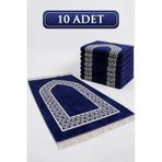 10 Adet Mihraplı Kadife Seccade Seti - Dağıtmalık, Mevlüt, Hac Umre Hediyelik - Lacivert