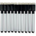 10 Adet Mıknatıslı Silgili Mini Magnet Tahta Kalemi Siyah