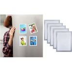 10 Adet Mıknatıslı Şömiz Manyetik Resim Çerçeve Şeffaf Magnet Şömiz Dosya 10X15 cm - Gri Kenarlı