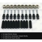 10 Adet Minifix Seti 8mm Kendinden Dübelli + 8X30 Kavela