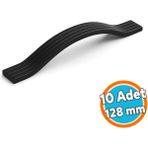 10 Adet Mobilya Çekmece Kolu Mutfak Dolabı ve Kapak Kulpları Dayanıklı Siyah Metal Kulp 128 mm