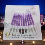 10 ADET MOR YÜKSEK KALİTE KIVRIMLI METALİK MOR MUM 8 CM MOR PASTA MUMU PARLAK MOR DOĞUM GÜNÜ MUMU