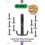 10 Adet Noktalı Portmanto Askı Vestiyer Duvar Dolap Elbise Askısı Siyah Mat Metal Mobilya Kapı Askılık
