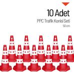 10 Adet PPC Trafik Konisi 50 cm Trafik Dubası Seti