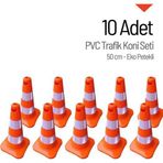 10 Adet PVC Trafik Konisi 50 cm EKO Trafik Dubası