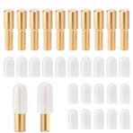 10 adet raf pimi, 5 mm 1/4 inç pirinçten raf pimleri, 20 kaymaz silikon kapaklı, kitap rafı kalemleri, dolap raf pimleri, kitaplıklar için, ahşap, cam plakalar