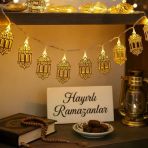 10 Adet Sarkıtlı Ramazan Fenerli Led Işık – Pilli 2 Metre Ramazan Süsü, İslami Dekorasyon, Ev Ve Mekanlar İçin Dekoratif Ortam Aydınlatması (5314)