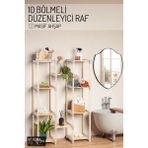 10 Bölmeli Masif Ahşap Düzenleyici Raf – Çok Katlı Depolama ve Organizer Ünitesi - Kahverengi