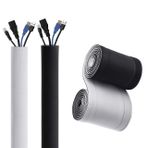 10 cm Geniş Kablo Yönetim Kılıfı, Masa TV Bilgisayar Kablosu Kapağı için Esnek Neopren Kablo Düzenleme Tüpü, Siyah ve Beyaz Ters Çevrilebilir (İç Çap 2,5 cm/0,98 inç) (1,5 m)