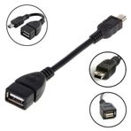 10 Cm. Usb 2.0 Dişi To Mini Usb B 5 Pin Dönüştürücü Otg Kablo