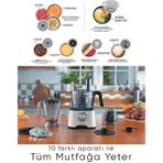 10 Farklı Aparatlı Mutfak Gıda Hazırlama Seti Mutfak Robotu, 2000W Ultra Güç Ile Tüm Mutfağa Yeter! - Ekru