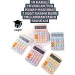 10 Haneli Yuvarlak Tuş Hesap Makinesi 1 Adet Karma Renk Yollanmaktadır 10X15 cm