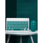 10 Inç Mini Taşınabilir Bluetooth Klavye Mouse Set Android/ios/windows Uyumlu Kablosuz Klavye Mouse - Koyu Yeşil