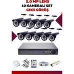 10 Kameralı Set - 5mp Sony Lensli Full Hd Gece Görüşlü Güvenlik Kamerası Sistemi - Ncgdmtxhs1 - RENK