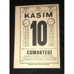 10 Kasım 1979 Cumartesi Büyük Saatli Maarif Takvimi Yaprağı (Sahafiye Kitap)