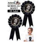 10 Kasım Atatürk Kurdelalı Rozet 10 Adet Siyah Yaka Rozeti Çocuk Bayram Etkinlik 15 Cm Kokart