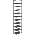 10 Katlı Ayakkabı Rafı, Ayakkabı Standı, Yerden Tasarruf Sağlayan Ayakkabı Saklama, 33 X 33 X 173 Cm, Metal Çerçeve, Dokuma Olmayan Kumaş Raflar, Koridor, Yatak Odası, Siyah Lsr110B02