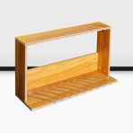 10 Katmanlı Ahşap Karo Örnek Teşhir Standı, Sergi Salonları için Oluklu Döşeme Rafı ve Sürgülü Raf, Sarı Renk, 1.4cm/0.5in Plaka Depolama Çözümü