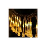 10 LED 2 Metre Sarı Kristal Su Damlası Güneş Enerjili LED Işık Solar Bahçe Ağaç Lamba Aydınlatması - Lisinya - Şeffaf
