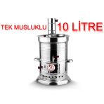 10 Litre Paslanmaz Krom Odunlu Kömürlü Çay Semaveri Odunlu Kömürlü Semaver Tek Musluklu Semaver 10 L