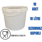 10 Lt Plastik Kapaklı Kova Hobi Boya Gıda Yoğurt Kovası Beyaz - 10 Adet
