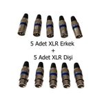 10 Lu Profesyonel Xlr Jak Seti 5 Dişi + 5 Erkek - Mikrofon Ve Ses Kablosu Konnektör Paketi