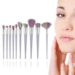 10 Lu Unicorn Makyaj Fırça Set Gökkuşağı Kıl Spiral Saplı Karıştırma Toz Göz Farı Makyaj