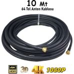 10 Metre Rg6/u4 Gold Uçlu 64 Tel Hazır Uydu Anten Kablosu “tak Çalıştır” (Siyah) - Gold Kablo