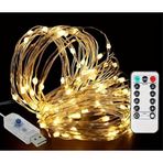 10 Metre SARI 100 LED Işıklar Peri Işıkları 8 MOD RGB Işıkları USB SARI Renkli Işık Peri Dize Işıkları Tel Fonksiyonlu Süsleme İnce Telli Aydınlatmalı Şerit Led Yılbaşı Işık Yılbaşı Süsü