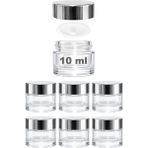 10 ml Cam Kavanoz Şeffaf 10 cc Mini Krem Kavanozu Aynalı Kapaklı Lip Balm 6 Adet - Şeffaf - Gri