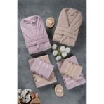 10 Parça Aile Seti Kadın & Erkek Bornoz Takımı - Standart - Kahverengi