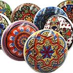 10 Parça Antika Tasarım Premium Kalite Seramik Topuz - Seramik Dolap Dolap Kapı Topuzları Çekmece Çekme ve Krom Donanım (Tasarım 15)