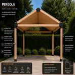 10 Parça Çatılı Pergola Bağlantı Seti – 90X90X2,5 mm 85X85 Iç Ölçü Profil Uyumlu Çatı, Köşe ve Zemin Bağlantı Aparatları - Siyah