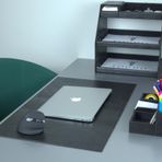 10 Parça Deri Sümen Takımı - Ofis Masaüstü Organizer Set - Ofis Masa Düzenleyici, Magazinlik, Evrak Tepsisi, Kalemlik, Blok Notluk, Peçetelik ve Masa Pedi