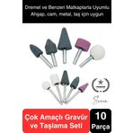 10 Parça Hobi Gravür Dremel Taşlama Ucu Mini Metal Ahşap Oyma Seti Parlatma Zımparalama Fırçalama