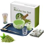 10 Parça Japon Matcha Seremoni Seti Bambu Çırpıcı, Seramik Kase ve Ölçü Kabı ile Hediye Kit - Yeşil