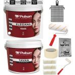 10 Parça Polisan Boya Seti 3,5kg / 2,5lt Elegans Extra Iç Cephe Duvar Boyası Antiküf Antibakteriyel + 3,5kg Elegans Tavan Boyası Anti Küf Anti Bakteriyel Set - Samimi