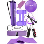 10 Parçalı Pilates ve Fitness Seti Pilates Minderi, Dambıl, Squat Band ve Daha Fazlası! - Mor