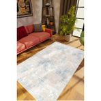 10 Post Online Doku Eskitme Gri Krem Kaydırmaz Kesme Yıkanabilir Ince Halı - 80 x 500 cm - Mavi