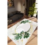 10 Post Online Figürlü Çiçekli Altın Gold Beyaz Metalik Yeşil Kaydırmaz Kesme Yıkanabilir İnce 50x80 cm Halı