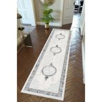 10 Post Online Gri Dijital Baskı Kaymaz Oval Kesme 200x225 cm Yolluk