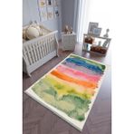 10 Post Online Kaymaz Oval Kesme Renkli Antrasit 200x450 cm Çocuk Odası Halı