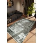 10 Post Online Modern Eskitme Gri Dijital Baskı Halı Kaydırmaz Ince Yıkanabilir - 100 x 500 cm