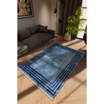 10 Post Online Modern Eskitme Lacivert Dijital Baskı Halı Kaydırmaz Ince Yıkanabilir - 80 x 475 cm