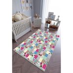 10 Post Online Renkli Kaymaz Oval Kesme 80x200 cm Çocuk Odası Halı