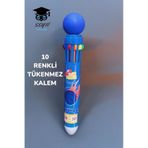 10 Renkli Tükenmez Kalem Futbol Basketbol Modeller 1 Adet - Mavi