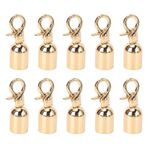 10 Set Halat Uç Durdurucu Çap çinko Alaşım Püskül Vidalar Uç Snap Hook Donanım Kanca Tokası Kolye Evrensel Eklem Saati, Kordon Kilitleri İçin Uzun (GOLD)